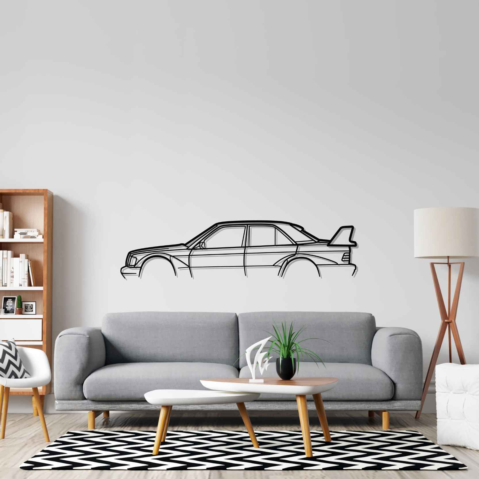 Mercedes 190E 1983 Classic Silhouette Metal Wall Art